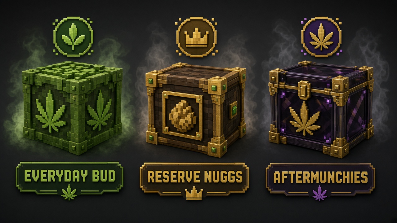 EveryDay Bud, Reserve NuGGs, and AfterMunchies crates